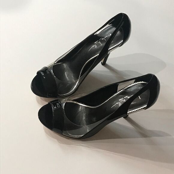 Nicole Miller Black Clear Shoes Size 8 - Picture 11 of 15